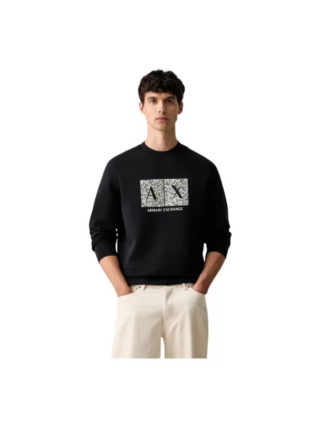 Armani Exchange bluza z kapturem z bawełną czarna