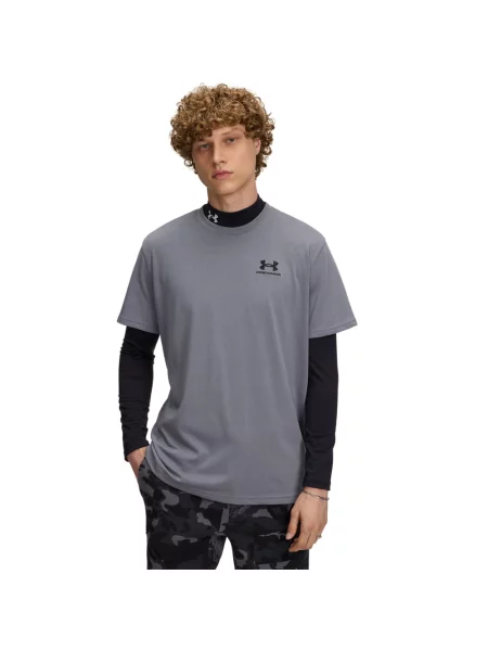 UNDER ARMOUR koszulka t-shirt z logo EMB HEAVYWEIGHT szara