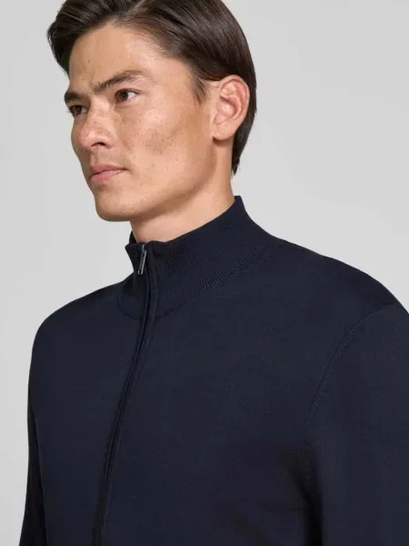 Kardigan rozpinany o kroju slim fit z mieszanki ze stójką Mcneal granatowy
