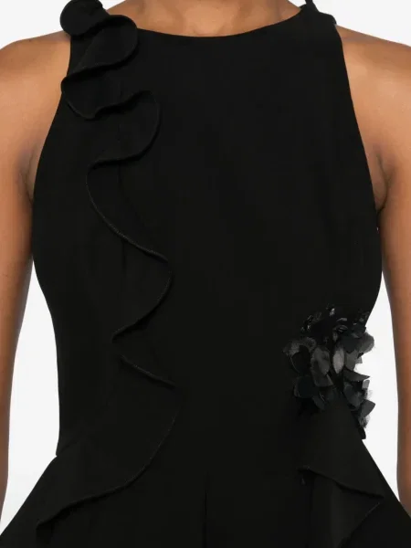 Top Gemy Maalouf cu model floral cu volane negru