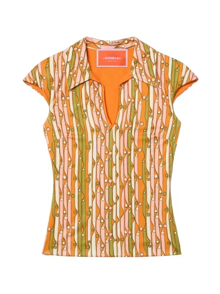 Tricou polo La Doublej fără mâneci stretch portocaliu