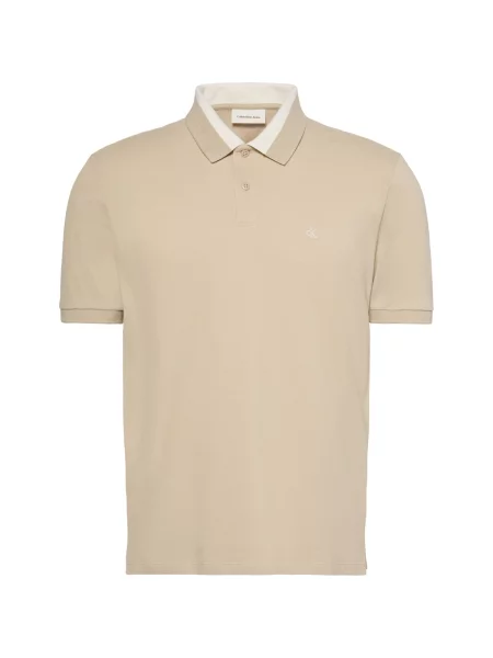 Casual s golierom tričko Calvin Klein Jeans béžová