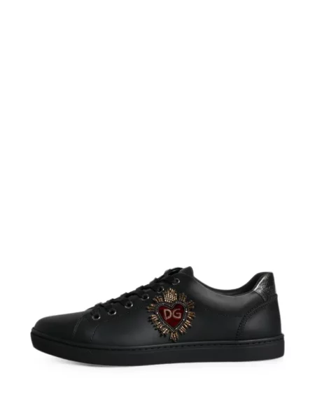 Sneakerși Dolce & Gabbana din piele cu motiv cu inimi negru