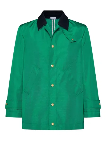 Palton Thom Browne de catifea cord verde