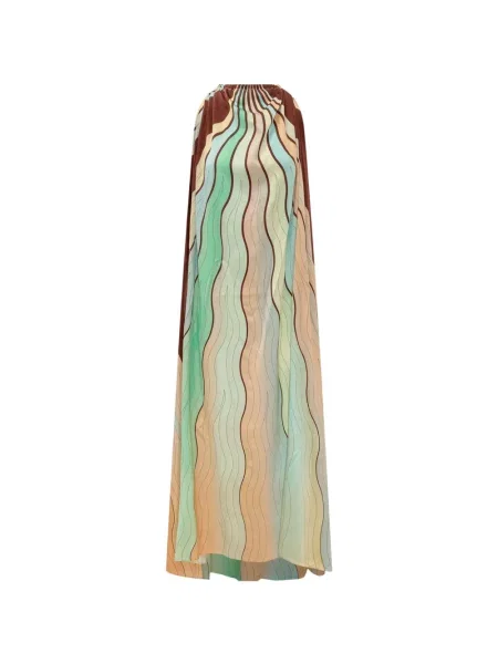 Rochie Kose cu imagine cu imprimeu abstract cu gât halter maro