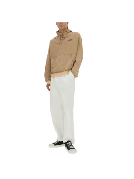 Bluza z kapturem Moschino z kapturem z logo brązowa
