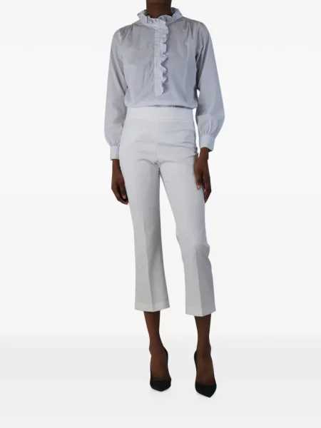 Decupat pantaloni Extreme Cashmere din cașmir alb