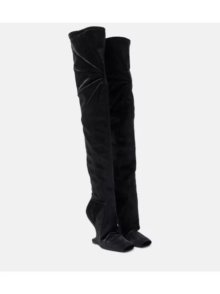 Cizme Rick Owens de catifea negru