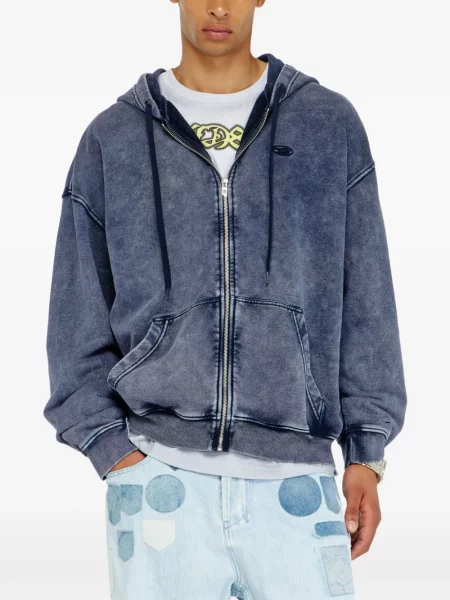 Pulover Diesel cu glugă albastru