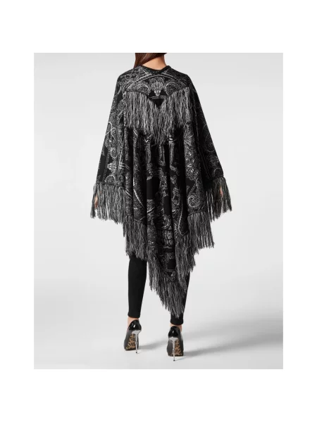 Dzianinowa kurtka Philipp Plein z wzorem paisley czarna