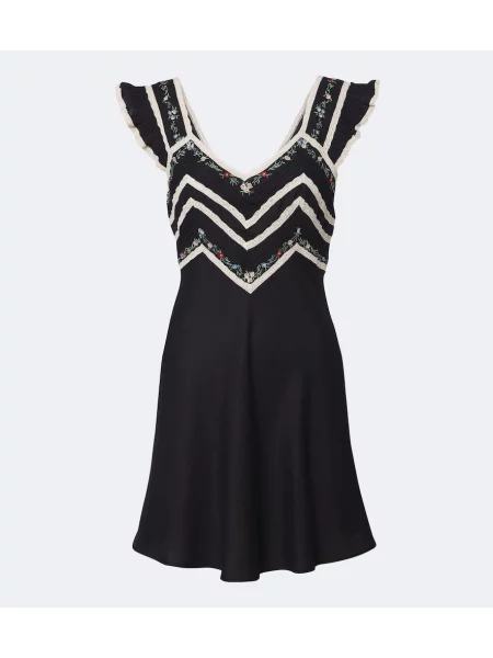Rochie Rixo cu broderie din dantelă negru
