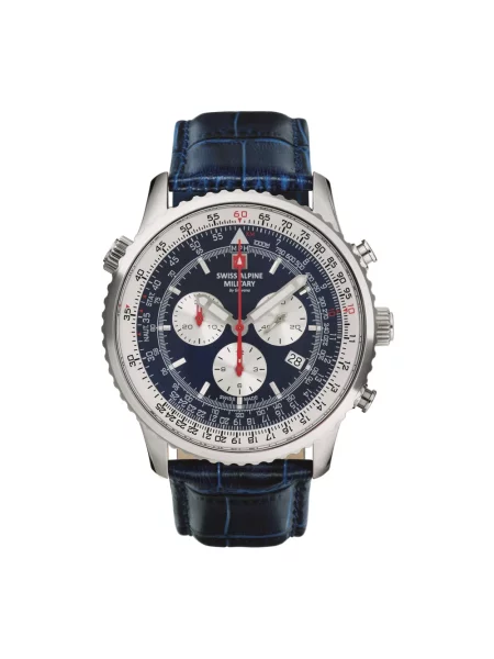 Zegarek Swiss Alpine Military skórzany z paskiem niebieski