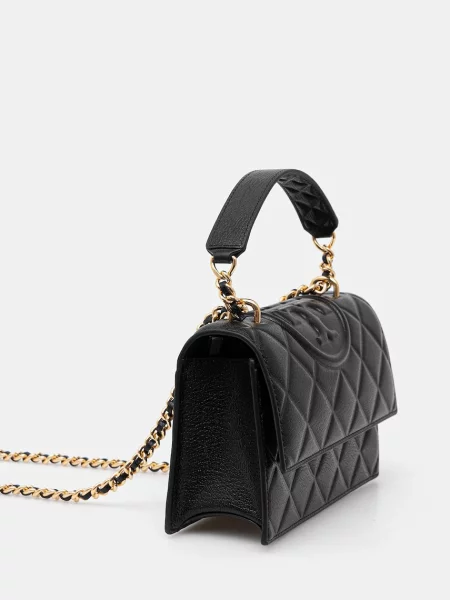 Шкіряна сумочка Tory Burch Fleming чорний