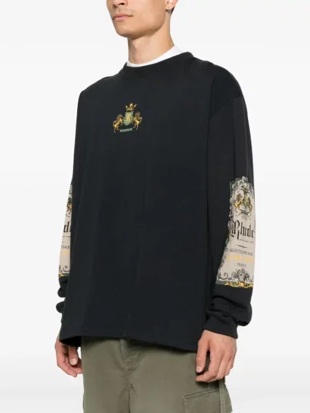 Lung tricou Rhude cu imagine negru