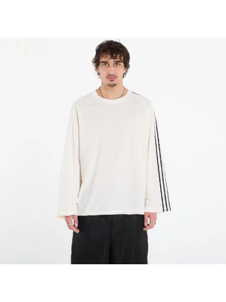 Tricou Raw Edge 3 Stripes Long Sleeve Long-Sleeve Top Chalk White S alb