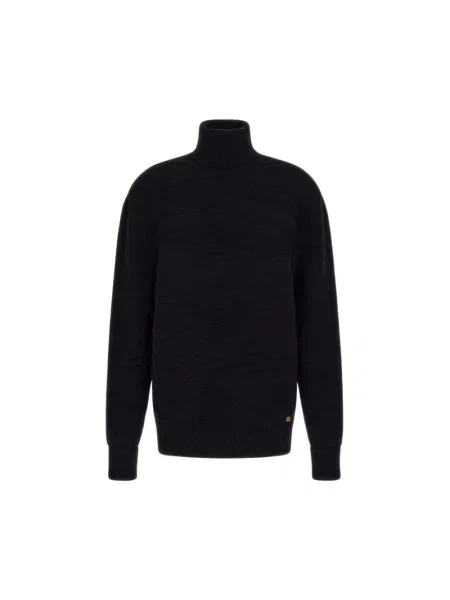 Sweter z golfem Roberto Cavalli czarny