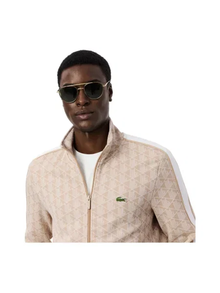 Bluza rozpinana o kroju regular fit z dodatkiem bawełny Lacoste beżowa