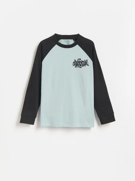 Reserved Tricou cu mânecă lungă din verde-mentă verde