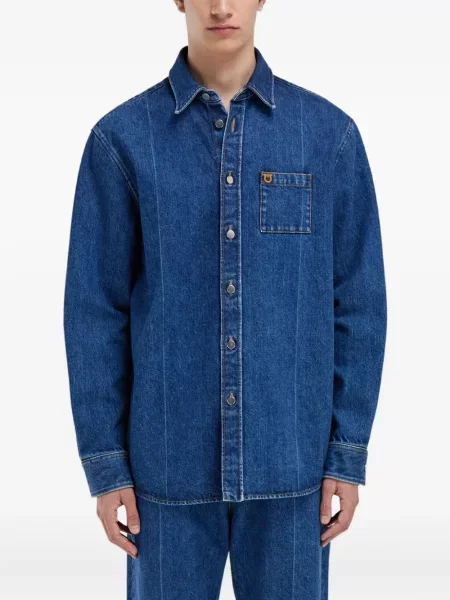 Риза Ferragamo бродирана синьо