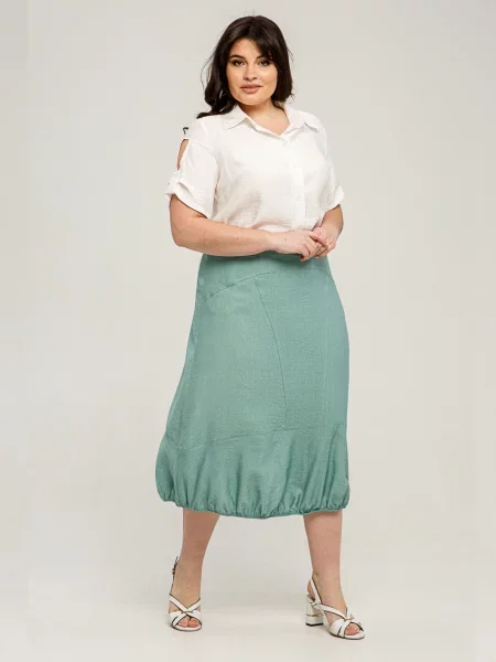 Льняная юбка миди All Posa бирюзовый