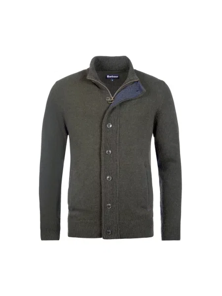 Lniany kardigan Barbour zielony