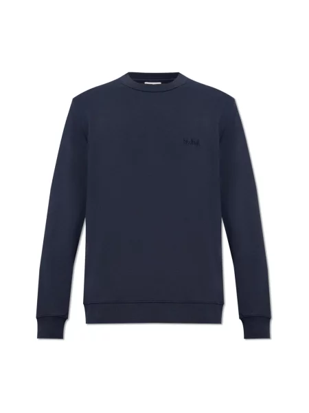 Woolrich bluza Logo Script Crewneck granatowy gładka niebieska