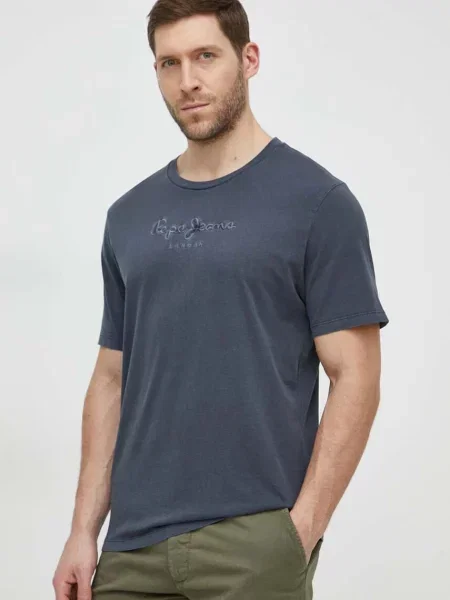Тениска Pepe Jeans с апликация сиво