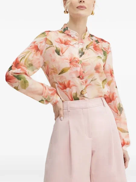 Top Fracomina cu model floral cu imagine roz