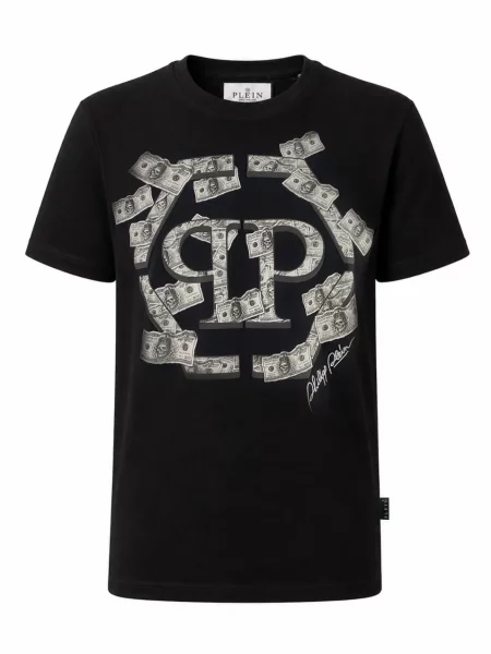 Tricou Philipp Plein cu decolteu rotund negru