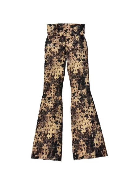 Pantaloni Chrome Hearts cu imagine cu motiv cu inimi evazate maro