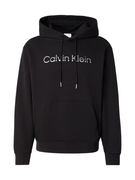 Jachetă cu glugă Calvin Klein cu glugă din material terry negru