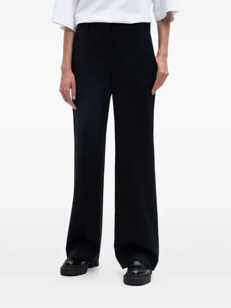 Pantaloni The Row plisate cu picior lat negru