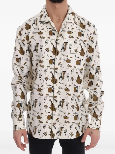 Cămașă Dolce & Gabbana de mătase cu imagine