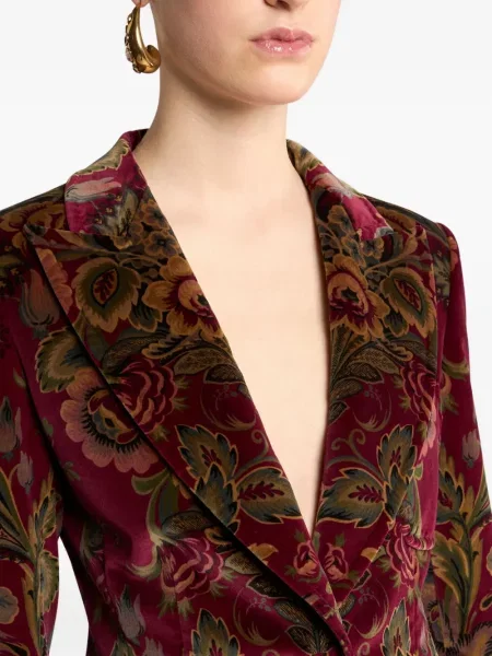 Sacou Etro de catifea cu model floral roșu