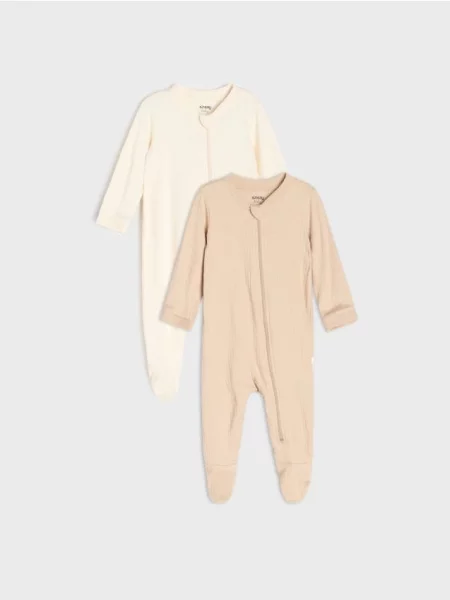 Sinsay overaly z žebrovaného úpletu 2 pack krémová