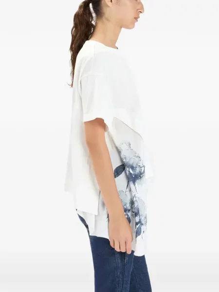 Tricou High cu model floral cu imagine alb