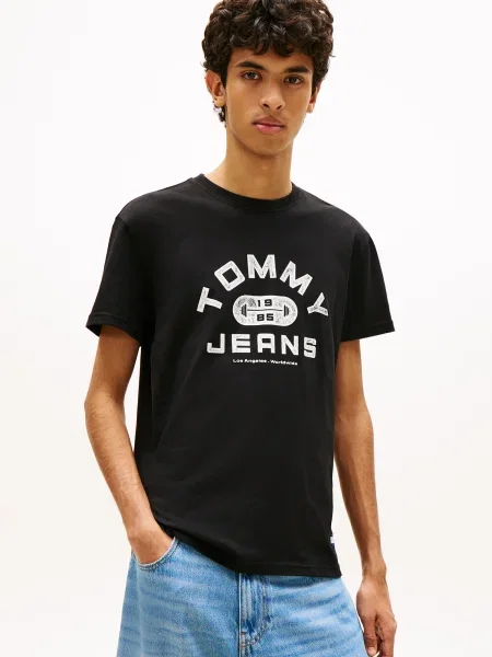 Tommy Jeans Marškinėliai GYM / balta juoda