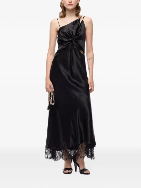 Lung rochie Pinko din satin negru