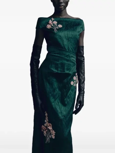Rochie Erdem din satin verde