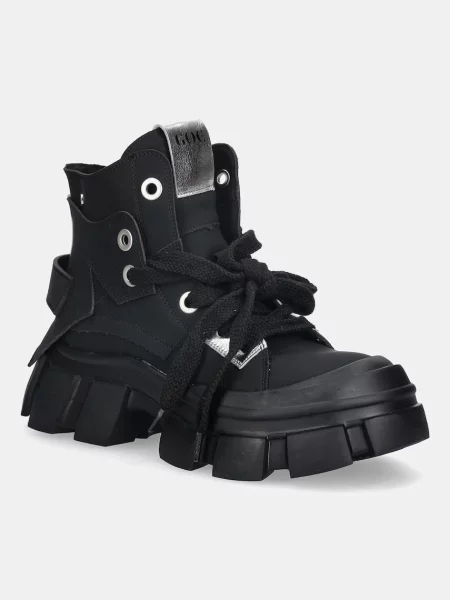 Кожени кубинки GOE с платформа BLACK черно