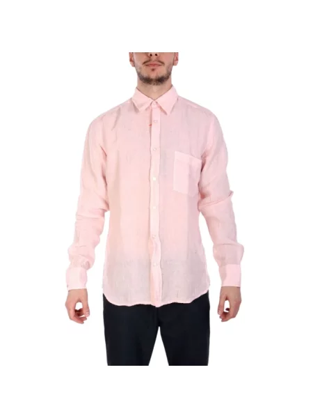 Lniana koszula Boss Orange casual różowa