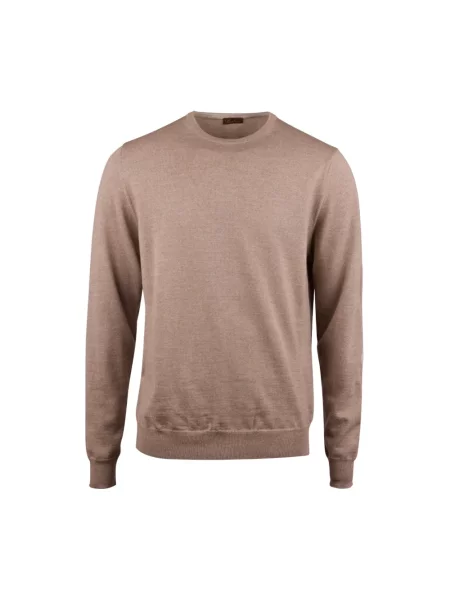 Sweter Stenströms wełniany z okrągłym dekoltem beżowy