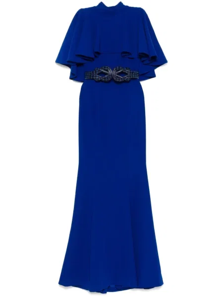 Rochie maxi Saiid Kobeisy din crep lungă de costum albastru