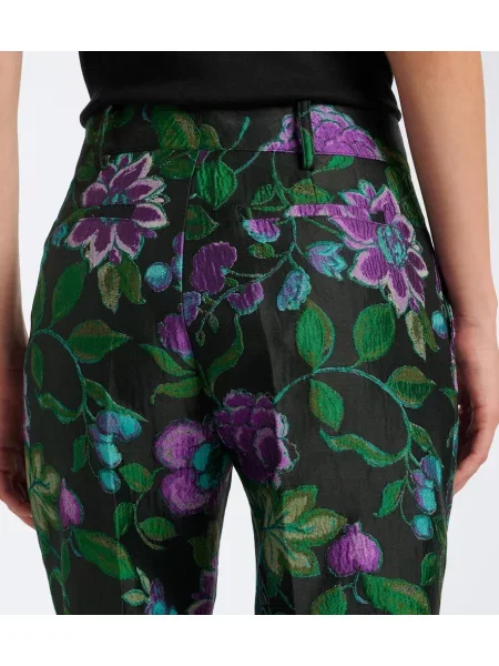 Pantaloni La Doublej cu model floral din jacard