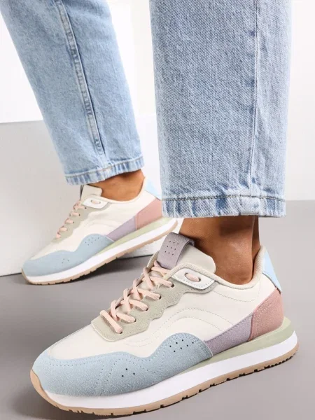 Sneakers Alb-Bleu cu Inserții Imitatie Piele Fayela alb