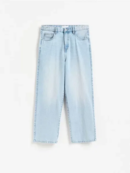 Reserved Blugi loose cu efect prespălat albastru
