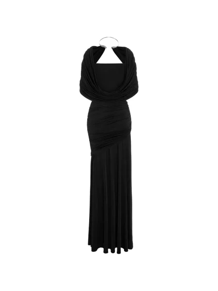 Rochie maxi V:pm Atelier cu volane drapată negru
