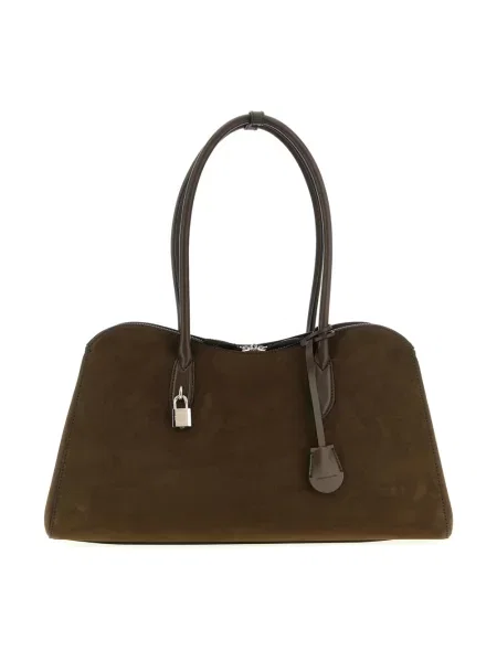 Torebka Stella Mccartney zamszowa z odkrytymi ramionami brązowa