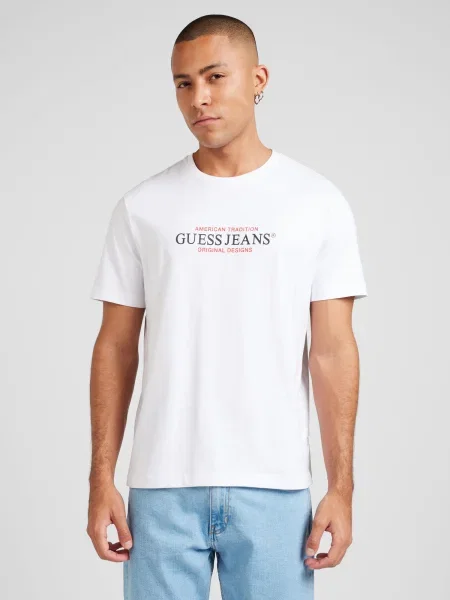 GUESS Tricou roșu / negru alb