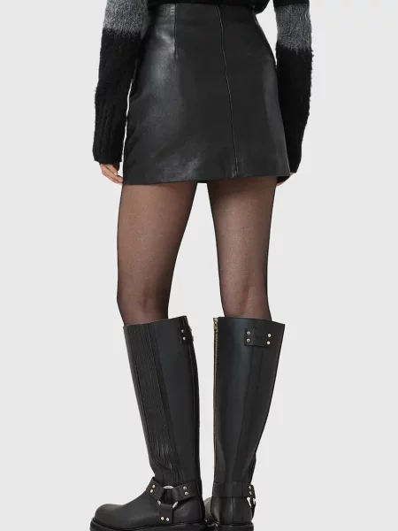 Kožená sukňa AllSaints RENAI čierna